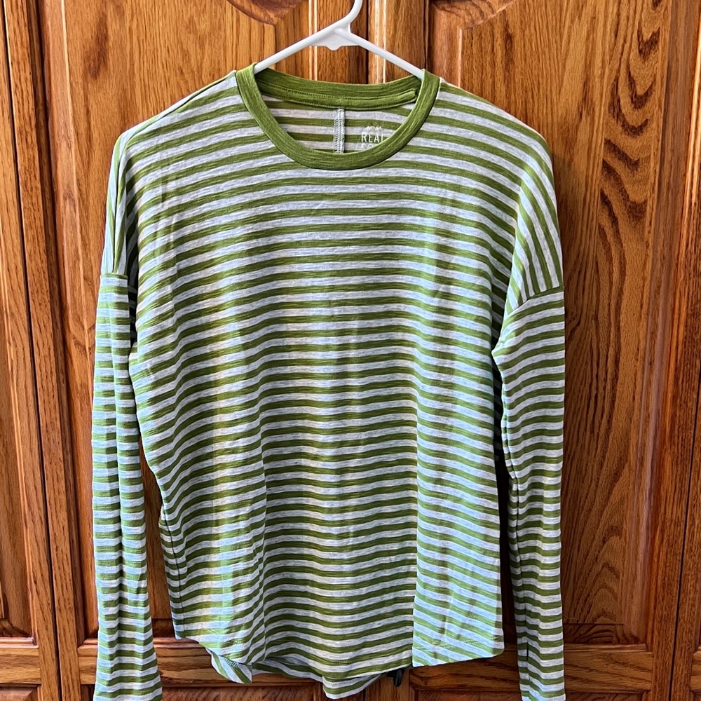 Striped Green & White Long-Sleeve Tee